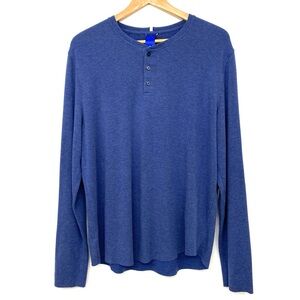 Kit and Ace Men's Brushed Long Sleeve Henley Shirt L Blue Mix Raw Hem